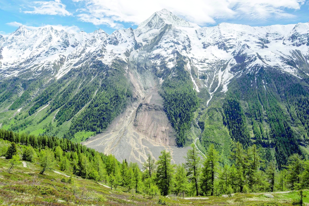The picture shows Bietschhorn mountain in the Swiss Alps after part of the huge Birch Glacier collapsed. — AFP