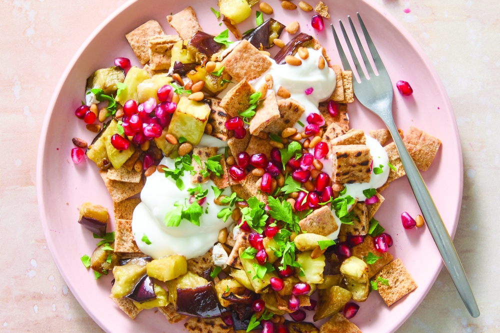 Eggplant fatteh. Food styled by Samantha Seneviratne. — The New York Times