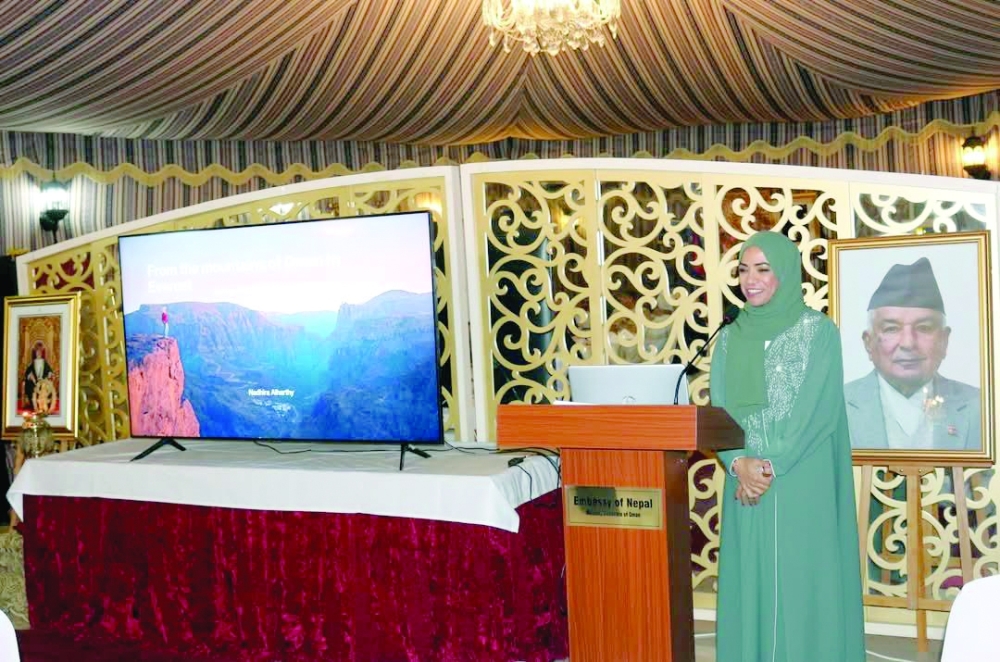 Nadhira al Harthy, the first Omani woman to climb the Sagarmatha (Mount Everest), shared her experiences of her expedition.