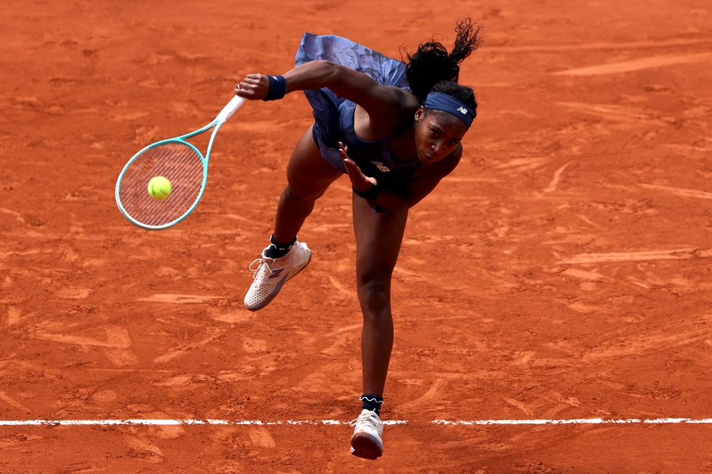 Gauff in action during her fourth round match. — Reuters