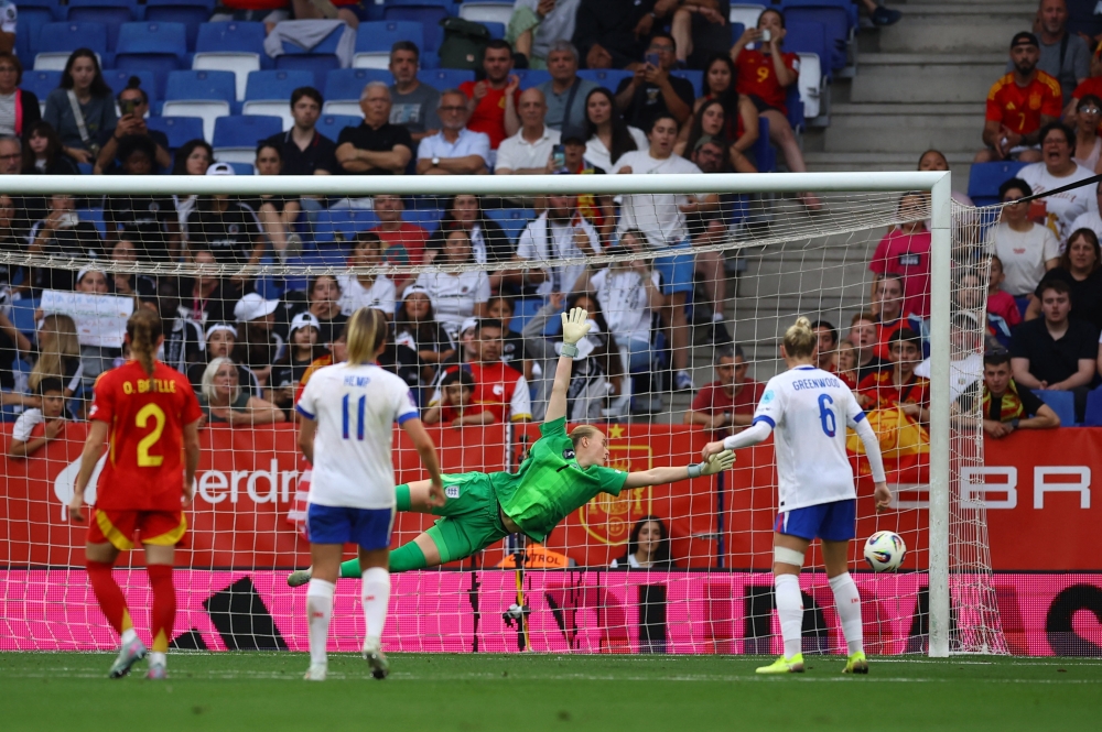 Spain's Claudia Pina scores their second goal. — Reuters