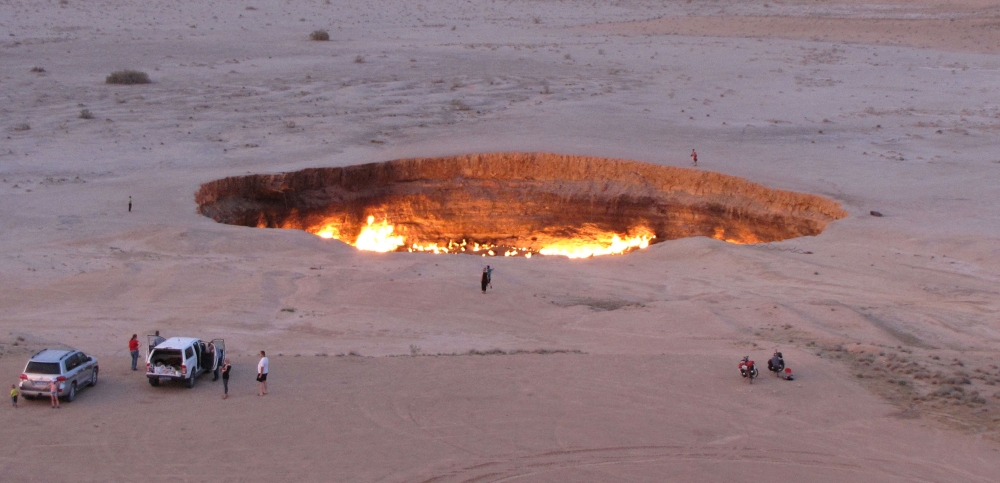  "The Gateway to Hell," a huge burning gas crater in the heart of Turkmenistan's Karakum desert.