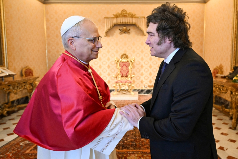 Pope Leo XIV meets with Argentina's President Javier Milei at the Vatican. — Reuters