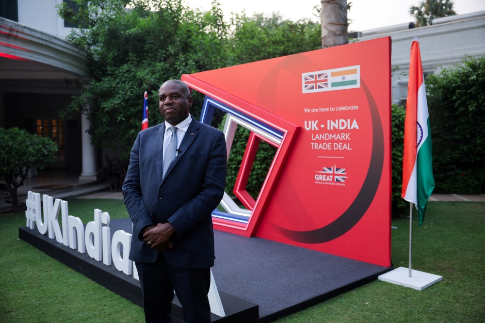 British Foreign Secretary David Lammy attends an interview at the British High Commissioner Residence in New Delhi. — Reuters