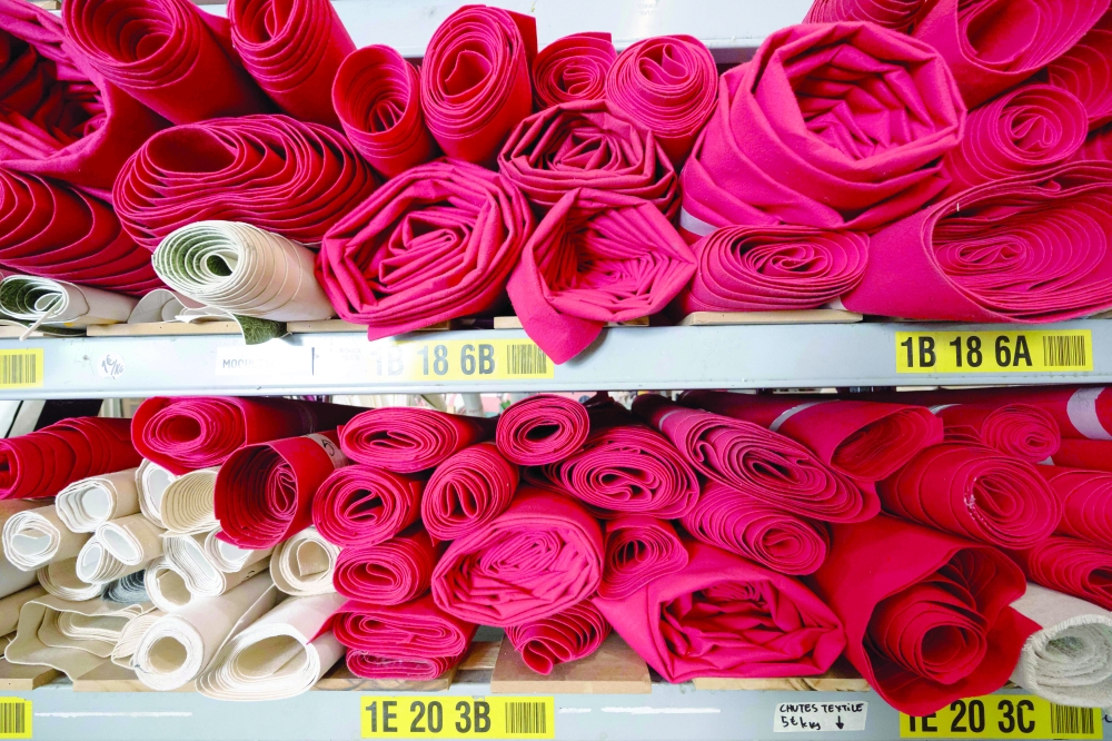 Recycled red carpets used during the last Cannes Film Festival. — AFP