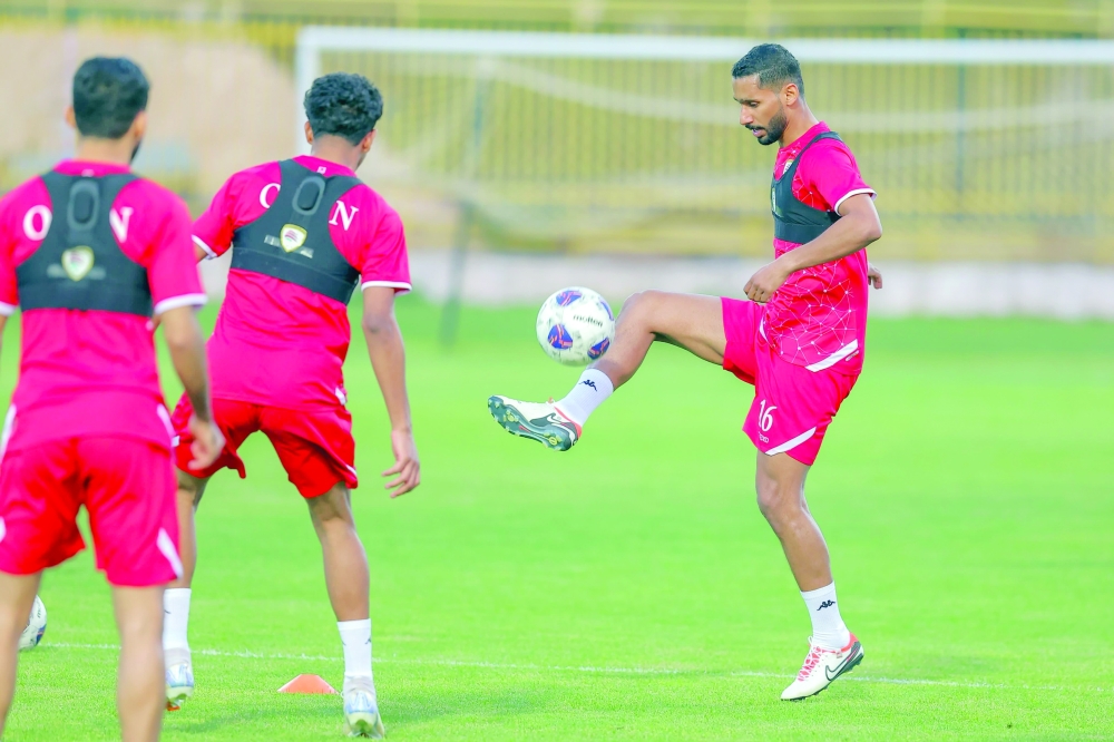 Oman players during the last training session