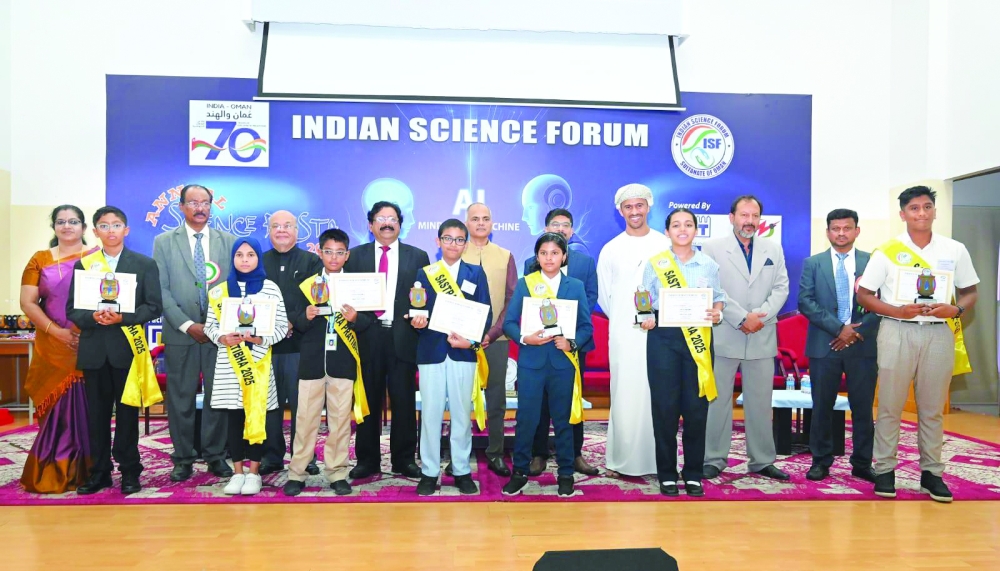 Ambassador G V Srinivas with award winners of Annual Science Fiesta 2025