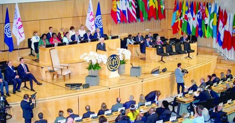 Khalid bin Salim al Ghammari, Under-Secretary of the Ministry of Labour for Labour, delivered a speech at the conference, affirming that the State of Palestine has consistently engaged in active and responsible participation in the organisation’s work.