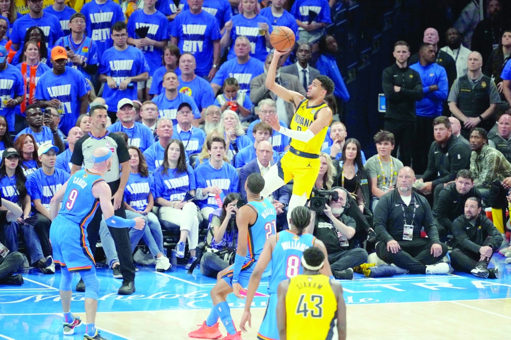 Indiana Pacers guard Tyrese Haliburton (0) shoots the ball. — Reuters