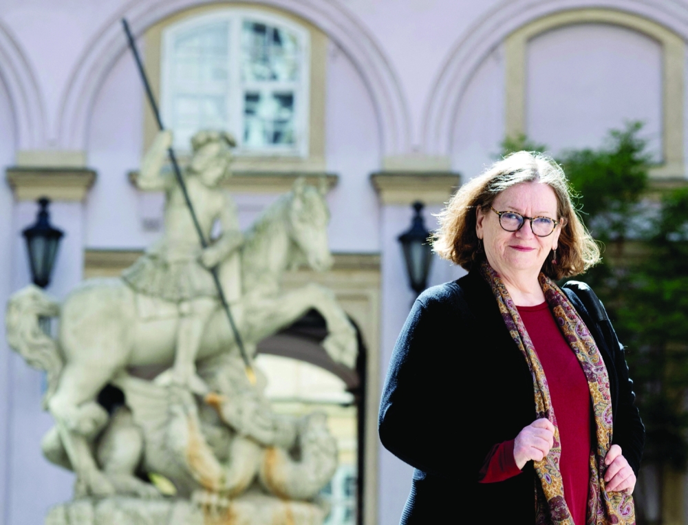 Slovak art historian Marta Herucova poses for a picture in Bratislava, Slovakia on April 28, 2025. A marble bust attributed to Italian Renaissance artist Donatello depicting Cecilia Gonzaga, a known Italian noblewoman, had spent centuries in a former manor house in central Slovakia, whose owners, the noble Csaky family, left the bust behind when they fled the advancing World War II front in 1945. Later, it was moved to the Spis Museum in Levoca. Art historian Marta Herucova in 2019 found the work marked "unknown author" while working on the museum's 19th-century collection. She suspected forgery, but the material, details, and the inscription were all too telling. If confirmed, the statue would only be the eighth signed Donatello artwork discovered worldwide. (Photo by JOE KLAMAR / AFP)

