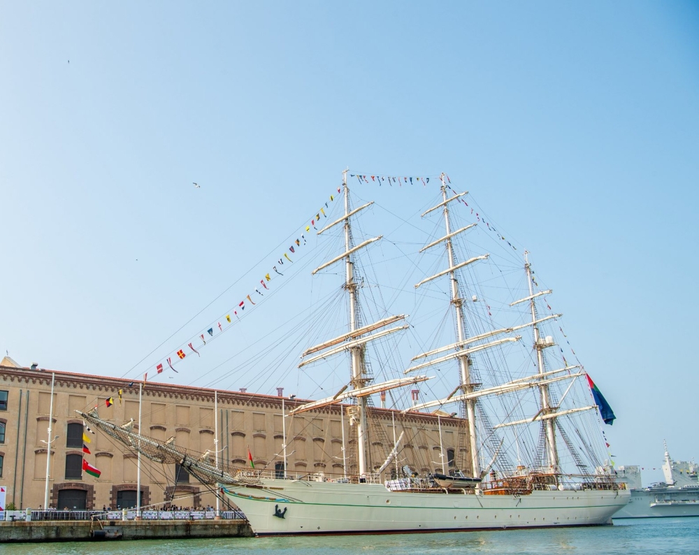 Shabab Oman II docked at the Port of Genoa on Tuesday