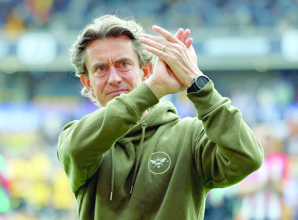 Brentford manager Thomas Frank applauds fans. — Reuters