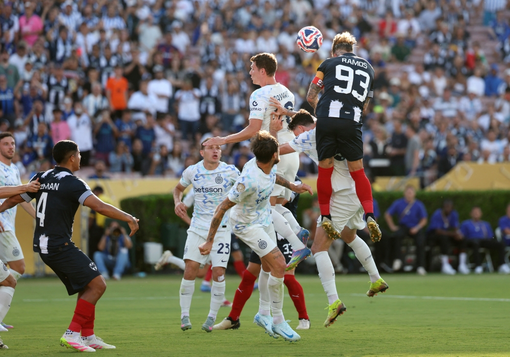 Soccer Football - FIFA Club World Cup - Group E - CF Monterrey v Inter Milan - Rose Bowl Stadium, Pasadena, California, U.S. - June 17, 2025 Monterrey's Sergio Ramos scores their first goal IMAGN IMAGES via Reuters/Kiyoshi Mio
