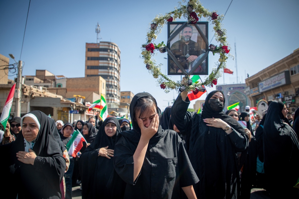 Mourners attend a funeral for those killed in Israeli strikes on Iran, in Ahvaz, Iran, on Thursday. - Reuters