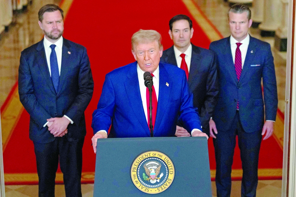 US President Donald Trump addresses the nation, from the White House in Washington. — AFP