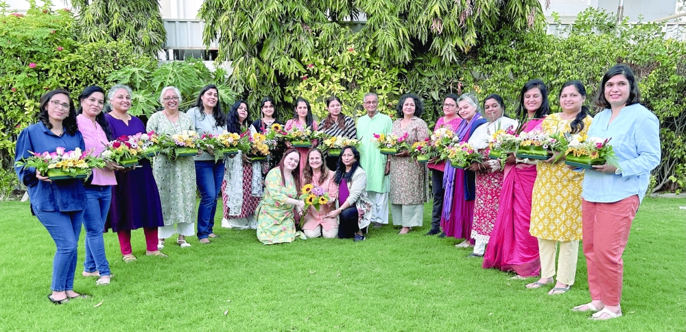Flower enthusiasts at the Music of Flowers session held at the Muscat residence of Devyani Sampat