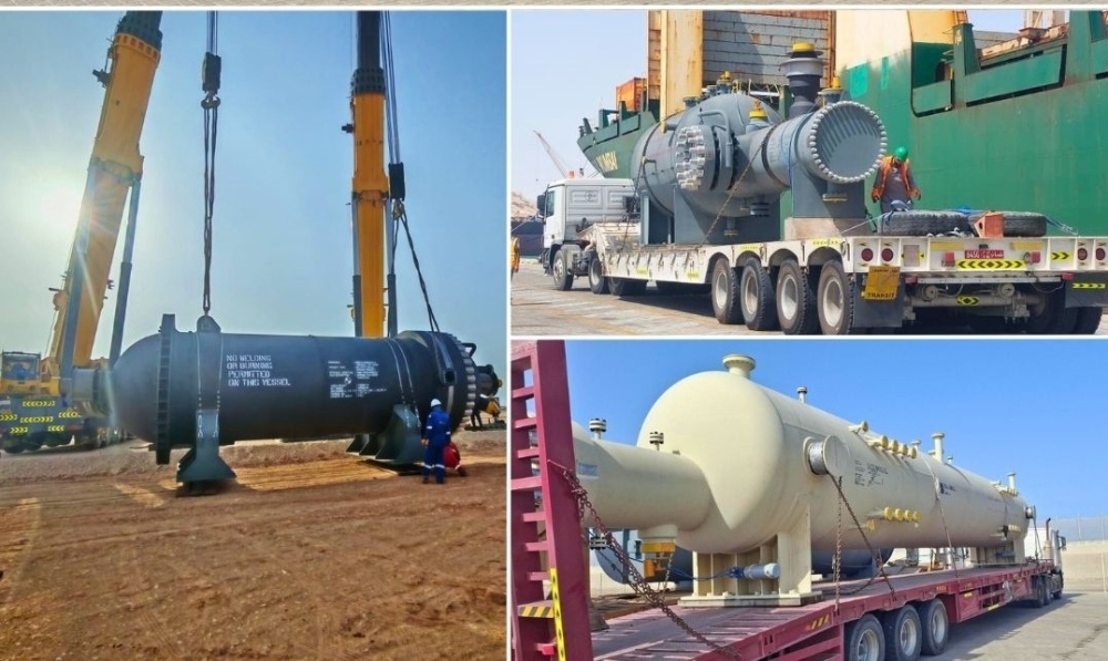 A major shipment of project cargo arriving at Port of Duqm en route to ACME Oman’s green ammonia plant site in the SEZ (Picture credit: KR Shipping)