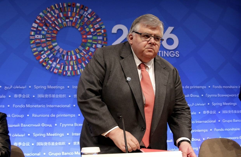 Agustín Carstens speaks at the World Bank-International Monetary Fund Spring Meeting in Washington, DC. — Reuters