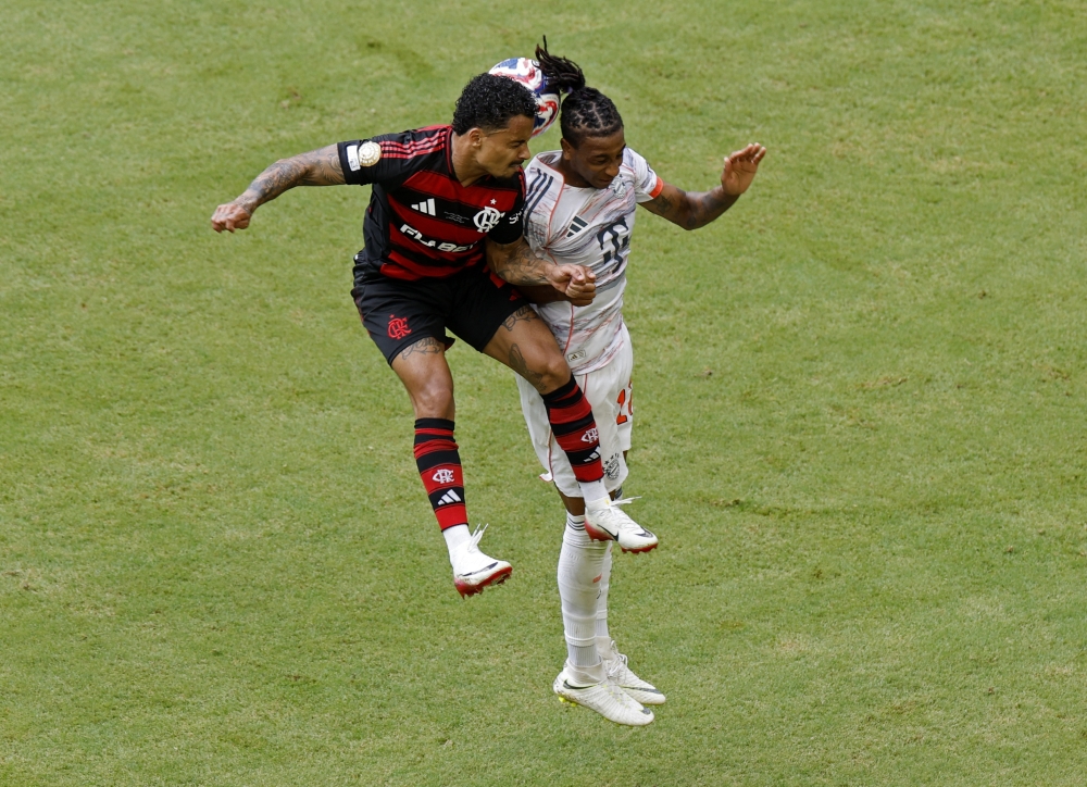  Bayern Munich's Michael Olise in action with Flamengo's Allan. — Reuters