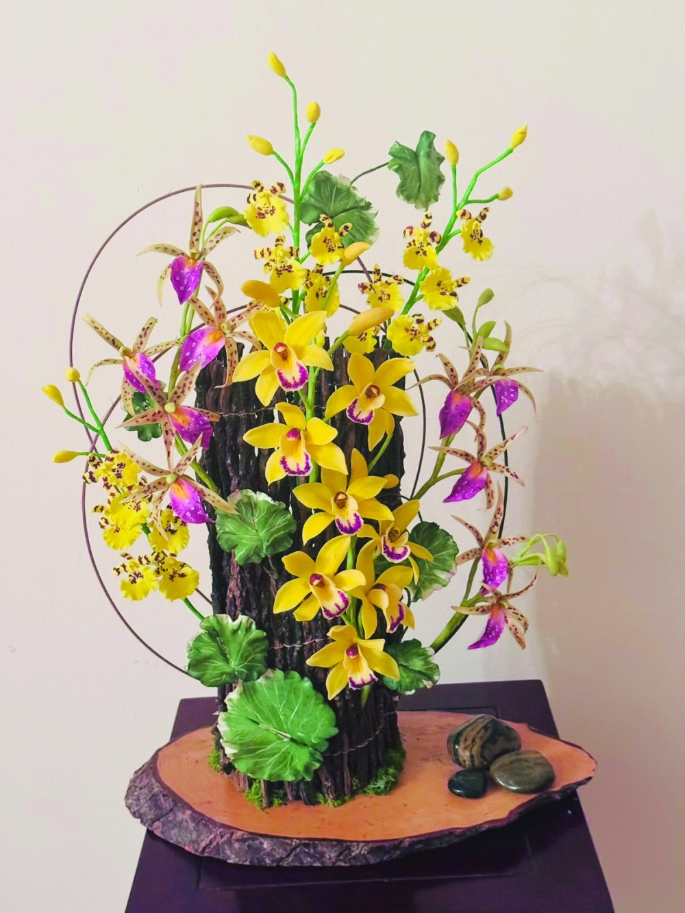 Rustic orchid arrangements