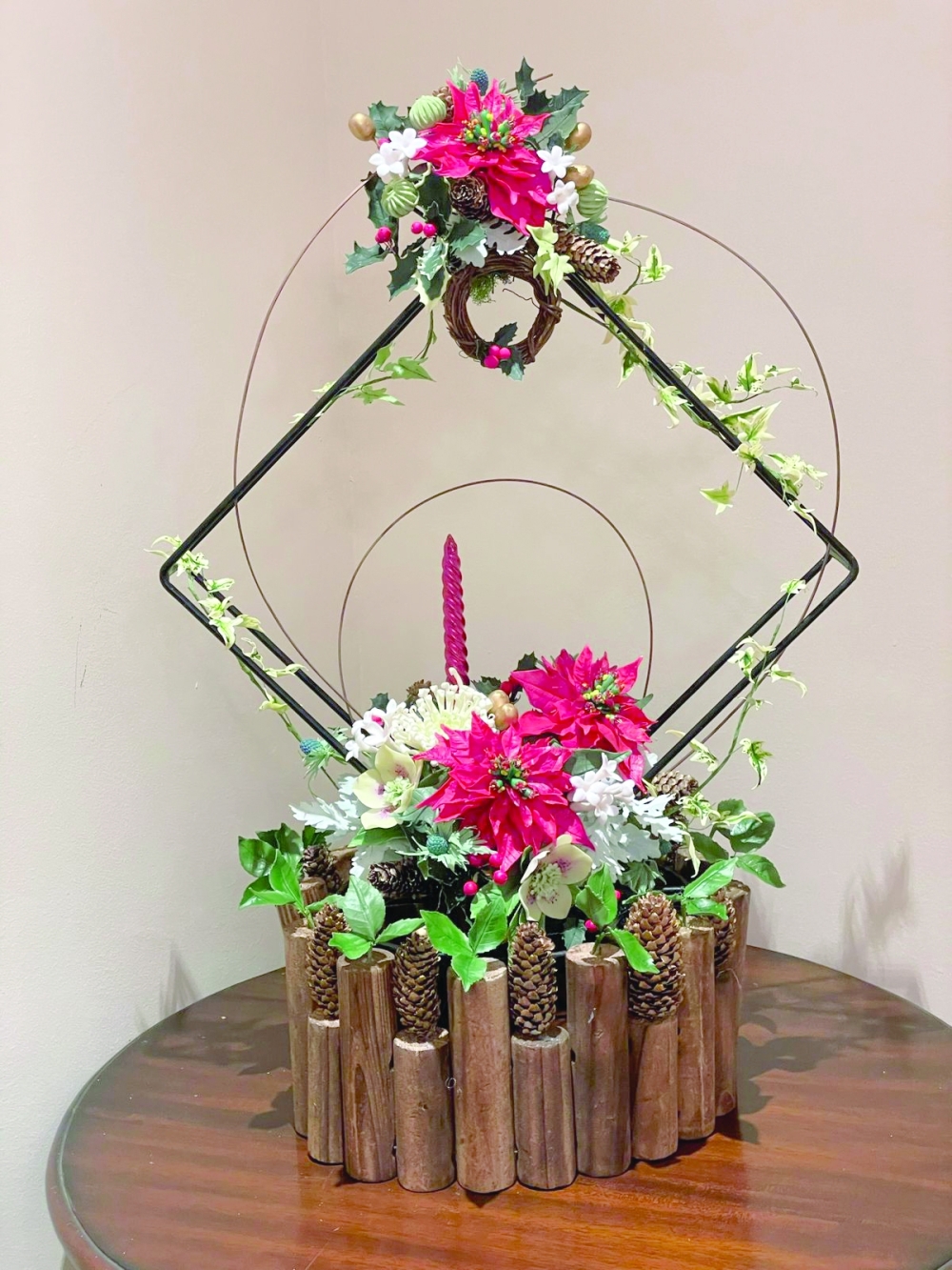 Christmas arrangement in rustic style