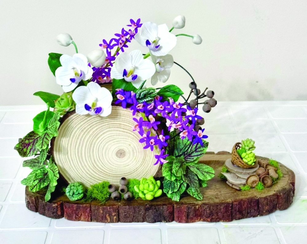 Rustic orchid arrangement