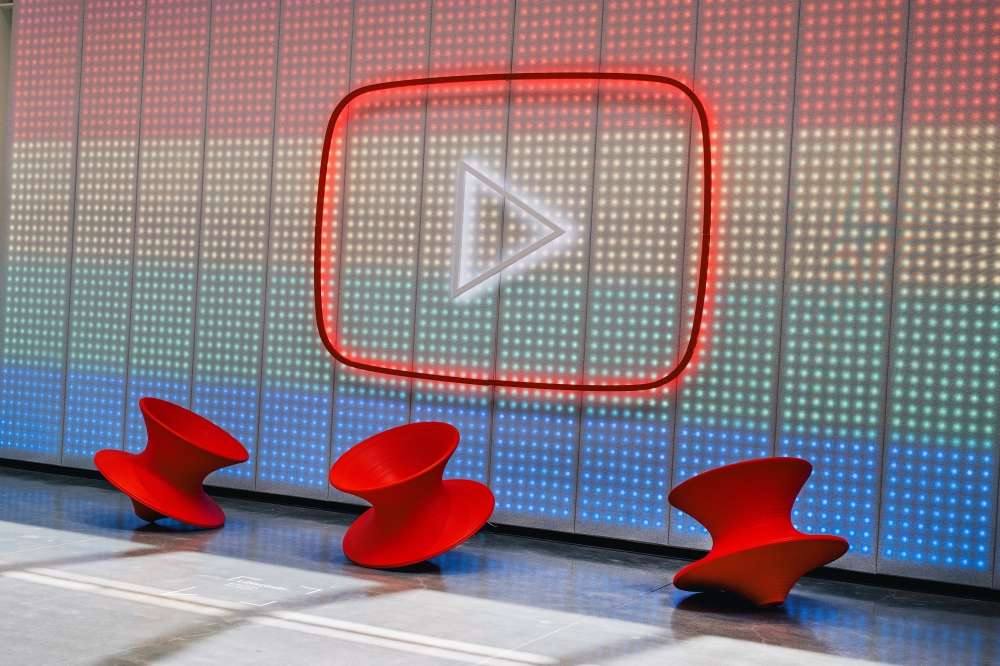 A display in the front lobby at YouTube headquarters in San Bruno, Calif., June 18, 2024. (Anastasiia Sapon/The New York Times)