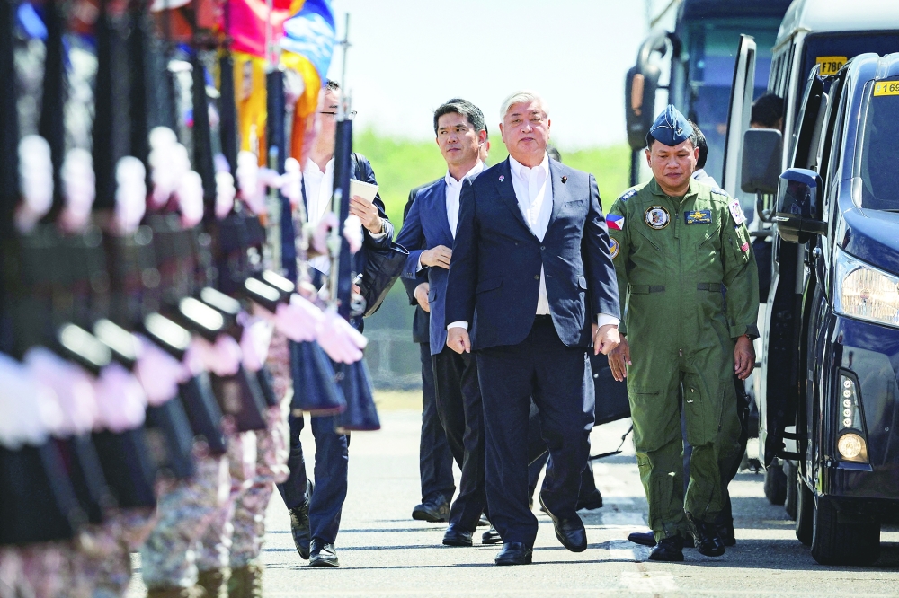 Japanese Defence Minister Gen Nakatani arrives at the Naval Station Ernesto Ogbinar, in Philippines. — Reuters