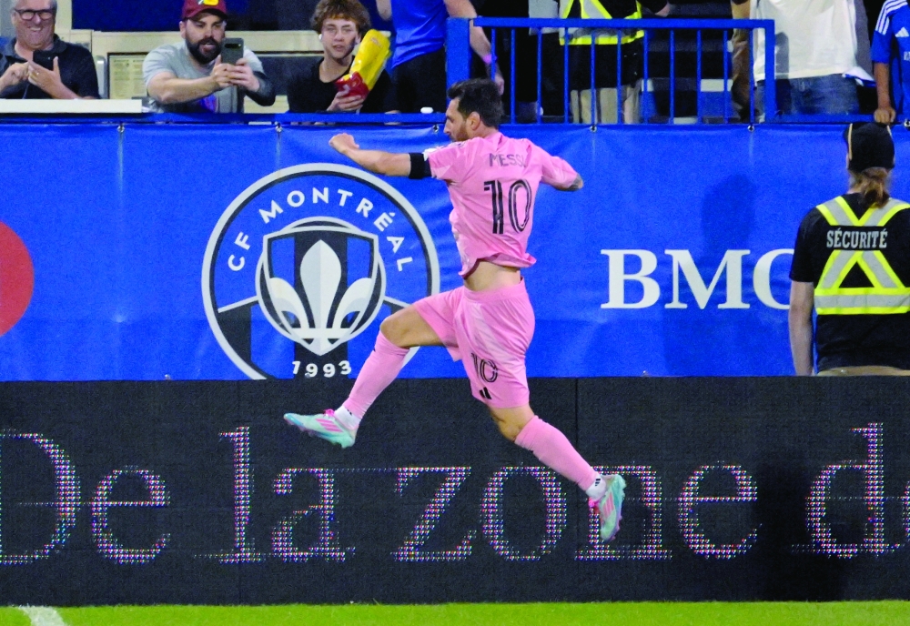 Inter Miami CF forward Lionel Messi celebrates after scoring a goal. — Reuters