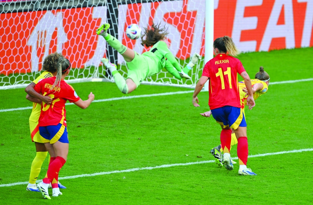 Spain's Alexia Putellas scores their sixth goal. — Reuters