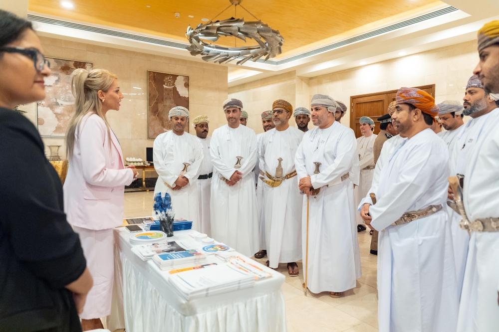 Dignitaries interacting with exhibitors at the 11th Annual Human Development Conference underway in Salalah.