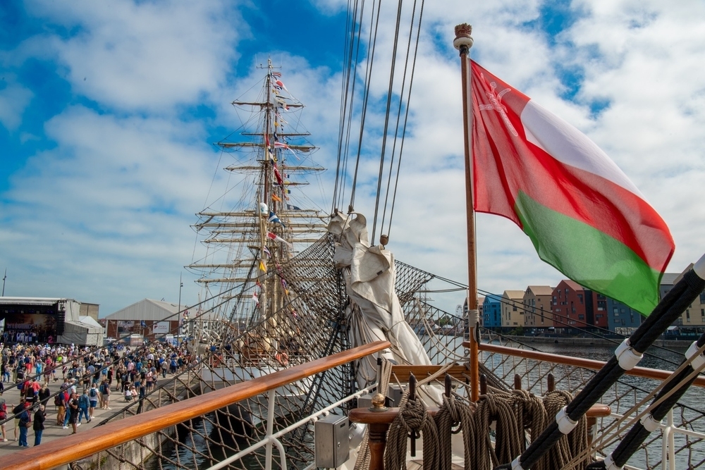 Shabab Oman II departs port of Dunkirk, en route to Aberdeen