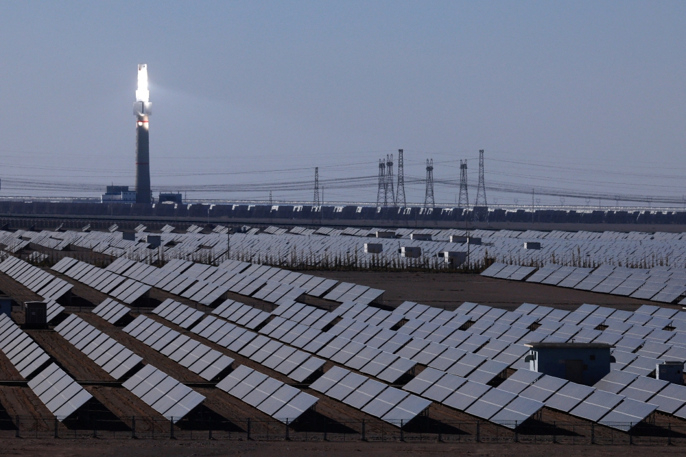 A general view of solar panels at the Dunhuang Photovoltaic Industrial Park in Gansu province, China. — Reuters