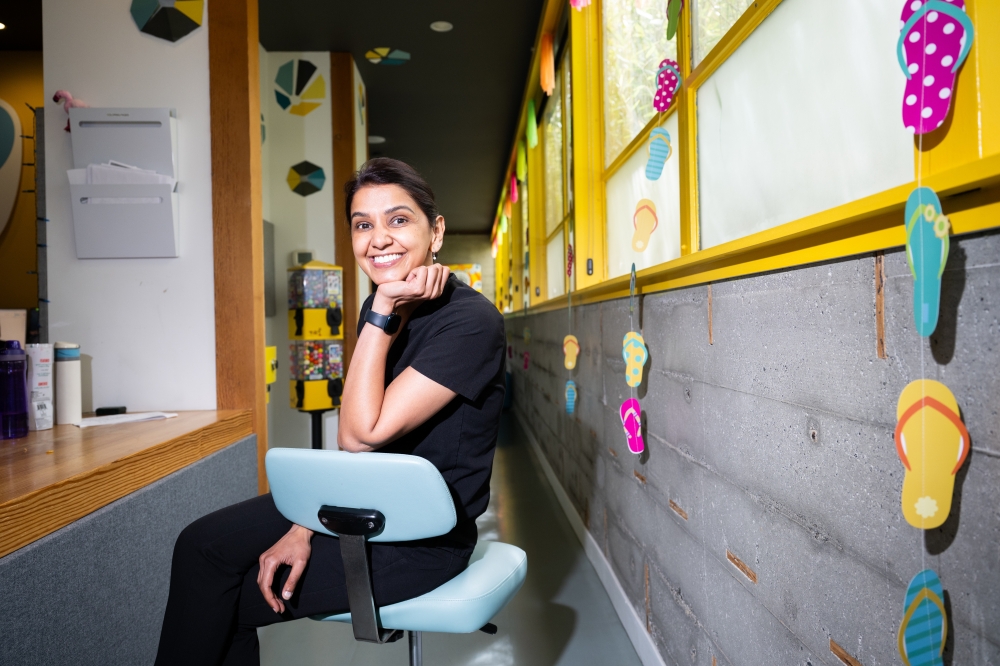 Dr. Purva Merchant, a pediatric dentist who has for decades answered emails addressed to The Tooth Fairy, at her practice in Seattle, on July 10, 2025. (Chona Kasinger/The New York Times)