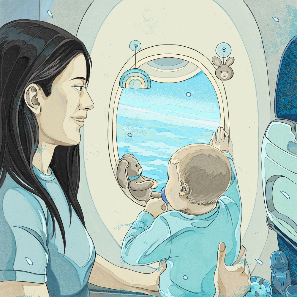 A little planning and a few handy tricks might make the daunting task of flying with a baby less stressful. (Weston Wei/The New York Times)