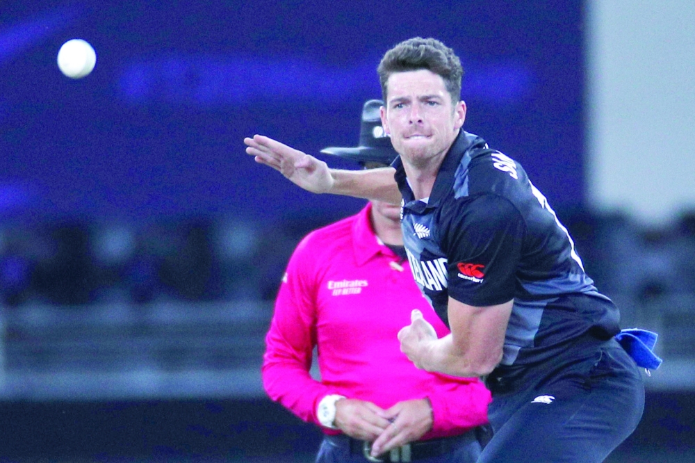 New Zealand's Mitchell Santner in action. — Reuters
