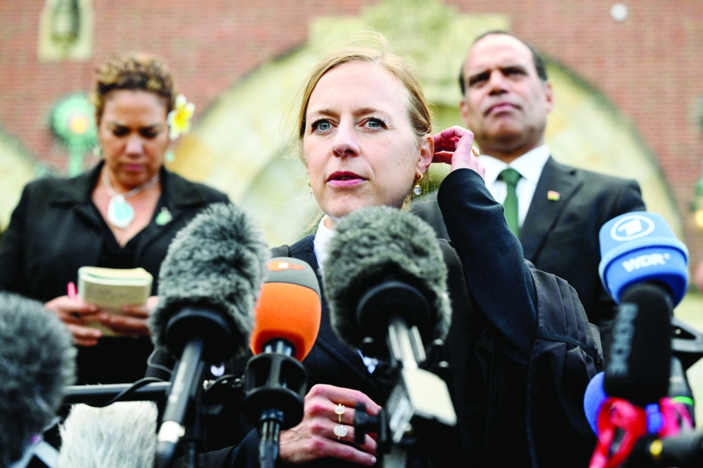
Climate Litigation and Justice counsel for Vanuatu, Dutch expert Margaretha Wewerinke-Singh, speaks to the media after an ICJ session tasked with issuing the first Advisory Opinion (AO) on states’ legal obligations to address climate change, in The Hague. — AFP 