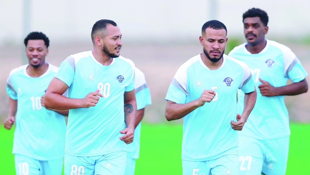 Al Shabab players during the training session in Salalah