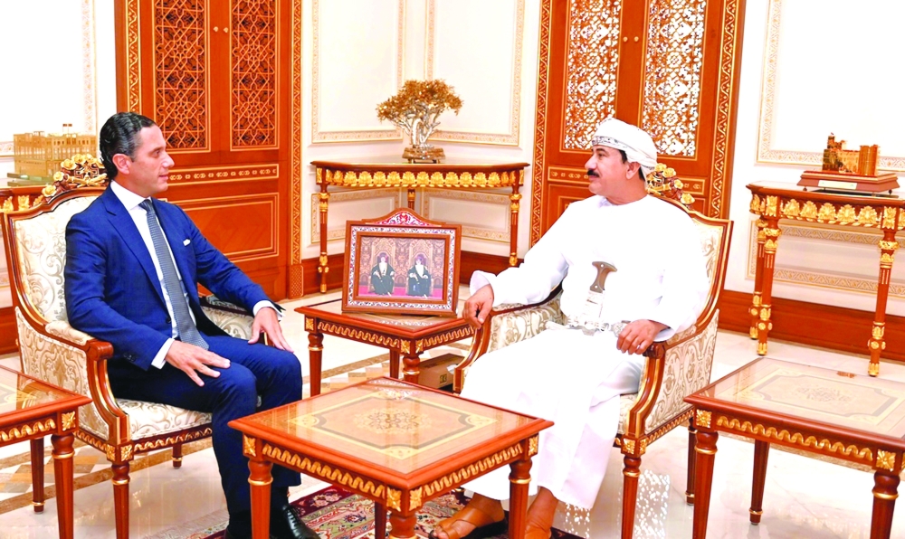Gen Sultan bin Mohammed al Numani, Minister of the Royal Office, with Lebanese Ambassador Albert Samaha