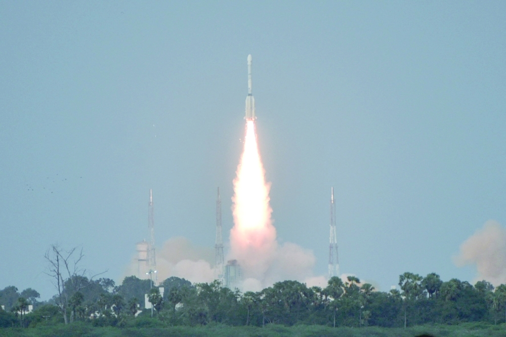 
India’s Geosynchronous Satellite Launch Vehicle Mk II lifts off from the Satish Dhawan Space Centre in Sriharikota, India. — Reuters 