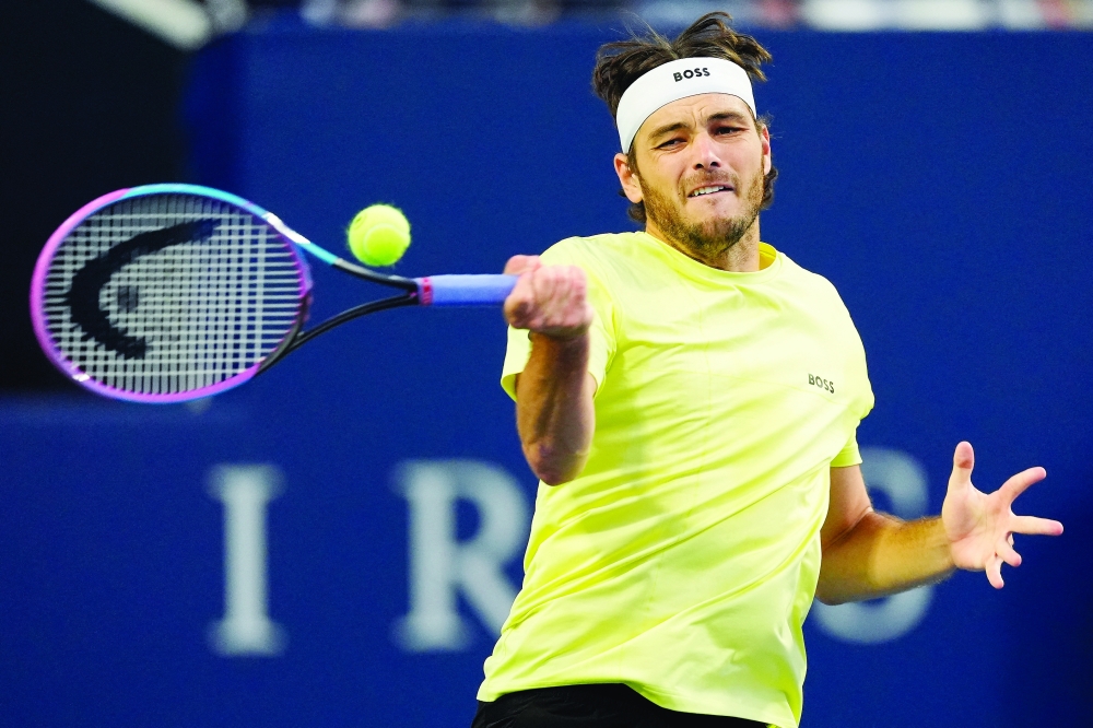 Ben Shelton (USA) hits a ball to Brandon Nakashima (not pictured) during the third round at Sobeys Stadium. — Reuters