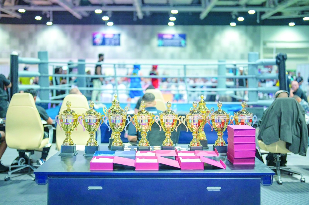 Trophies in line for the winners.