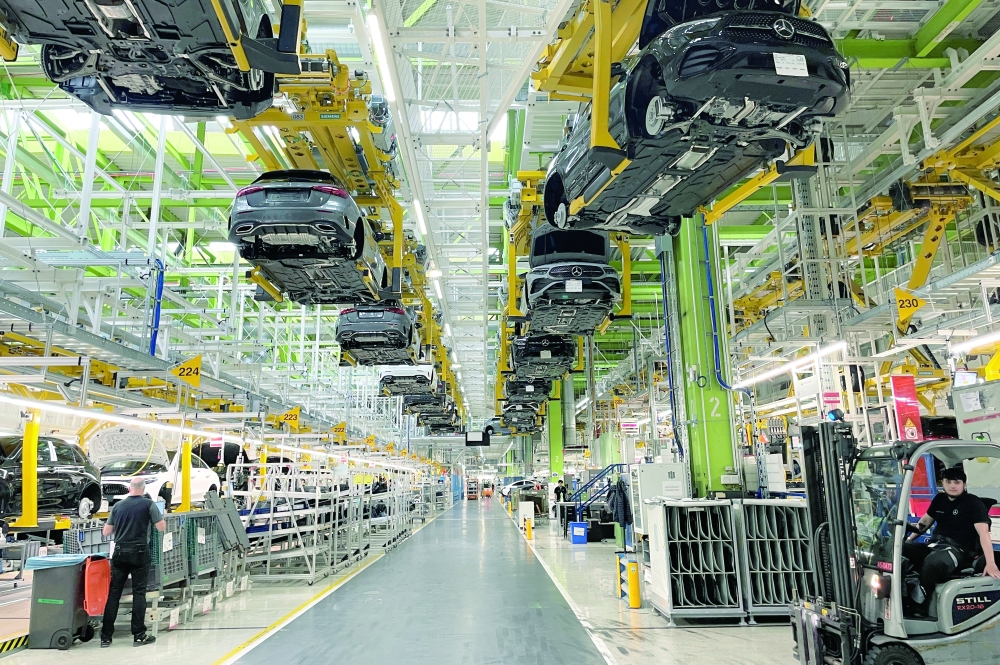 A general view of production lines of German car manufacturer Mercedes-Benz at a factory, in Rastatt, Germany. — Reuters