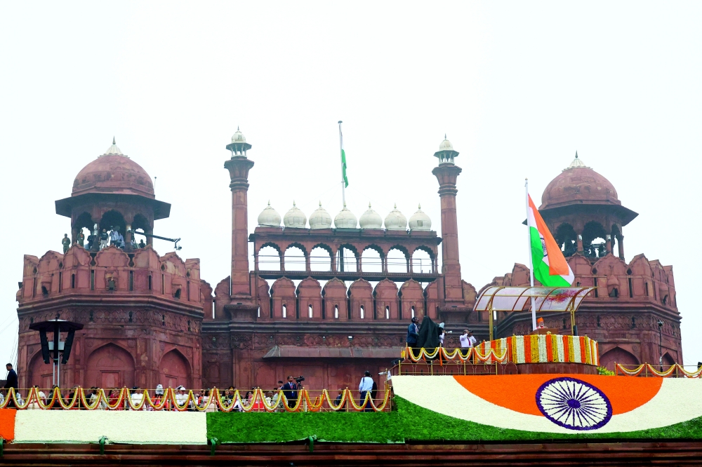 A view shows Independence Day celebrations at the historic Red Fort in Delhi, India. — Reuters