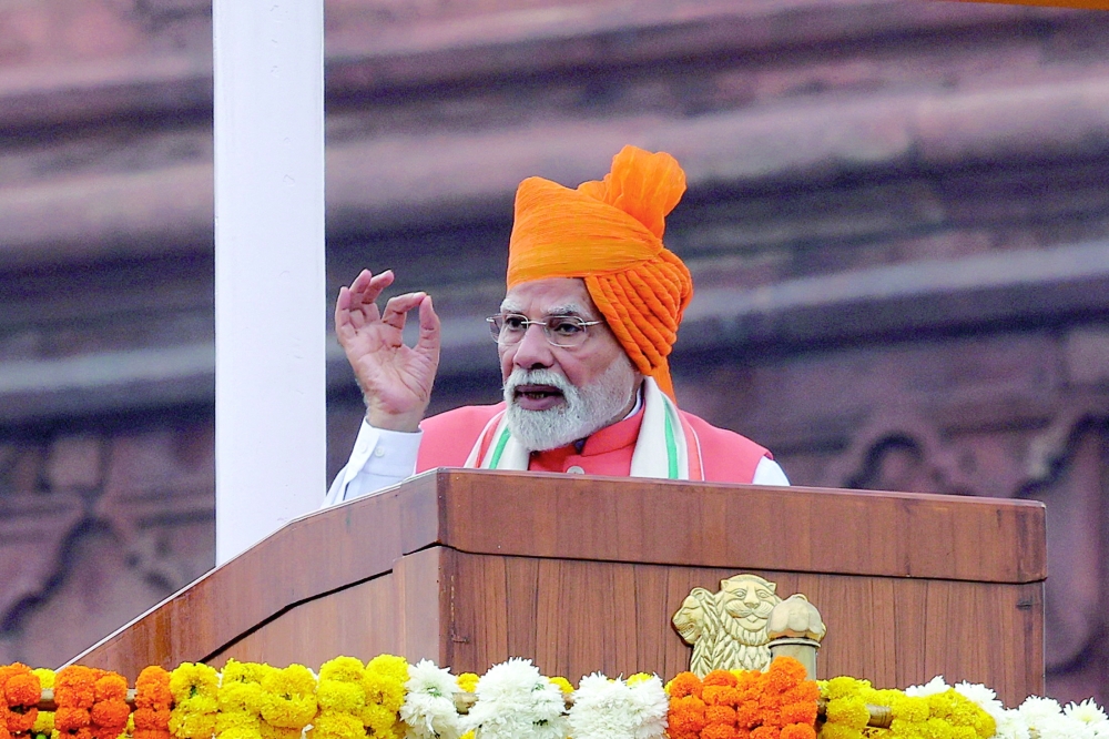 India's Prime Minister Narendra Modi addresses the nation. — Reuters