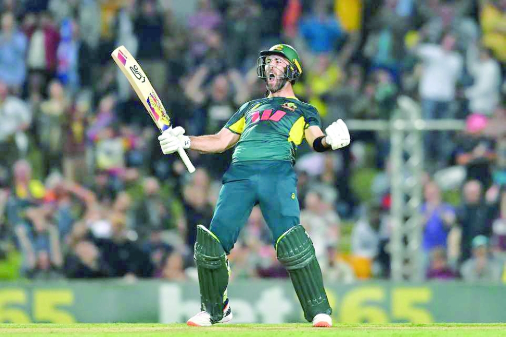 Glenn Maxwell reacts after the winning