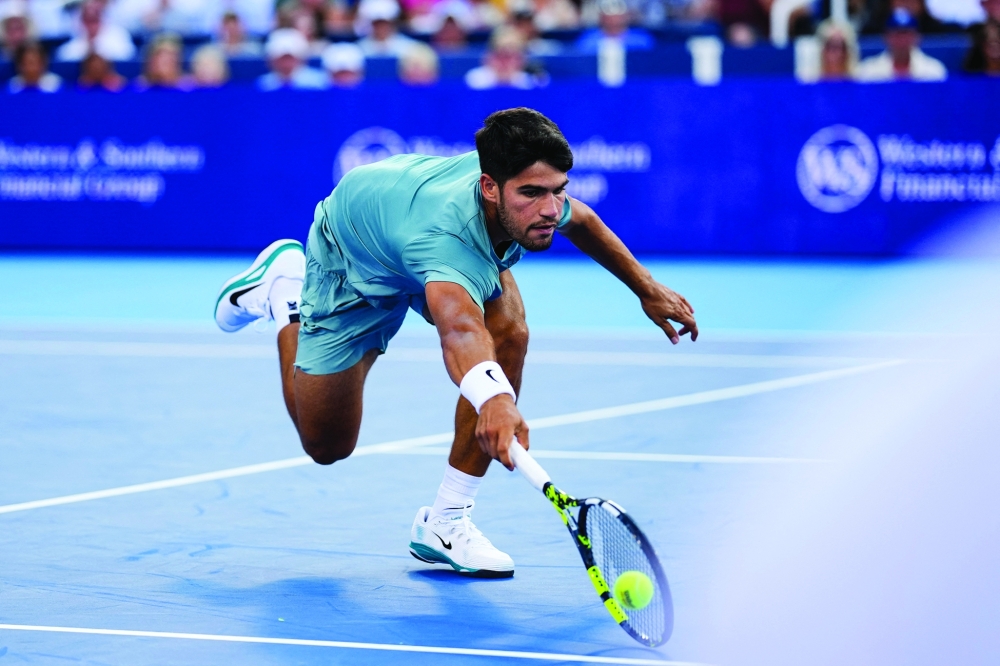 Alcaraz in action during the Cincinnati Open at the Lindner Family Tennis Center. — Reuters