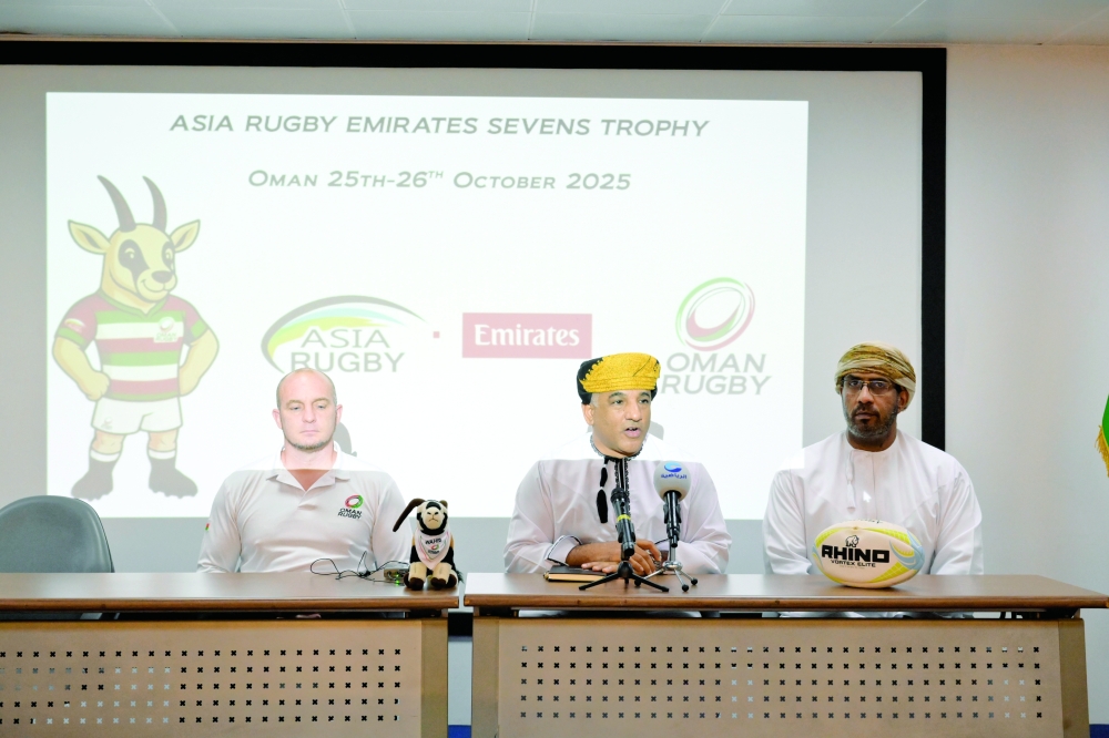 Officials attend the press conference. 

— Shamsa al Harthy