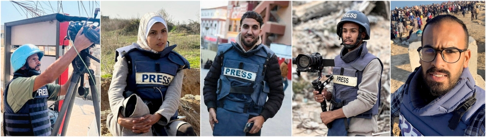Combination image of five journalists killed in Israeli Gaza strikes