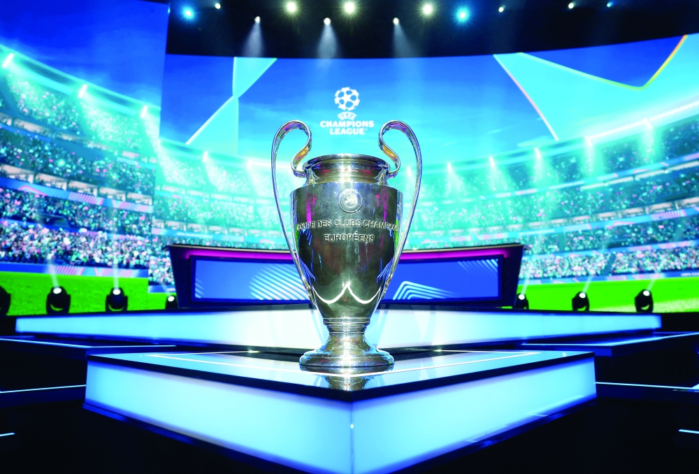 The Uefa Champions League trophy is displayed ahead of the draw at Grimaldi Forum, Monaco. — Reuters